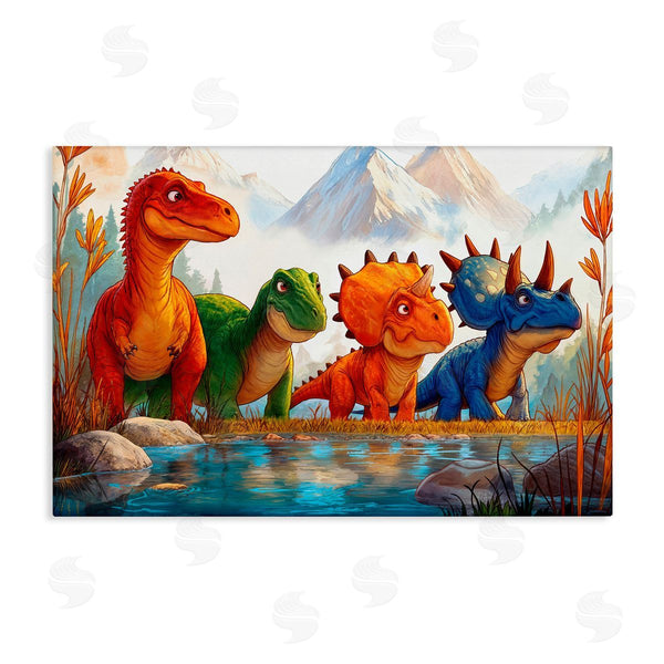 stupell industries Wumples | Four Dinos By The Pond Wall Art