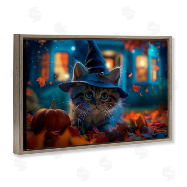 Stupell Industries Wumples | Halloween Witch Kitten & Pumpkin Wall Art