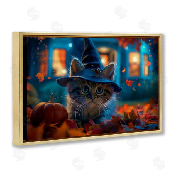 Stupell Industries Wumples | Halloween Witch Kitten & Pumpkin Wall Art