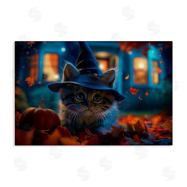 stupell industries Wumples | Halloween Witch Kitten & Pumpkin Wall Art