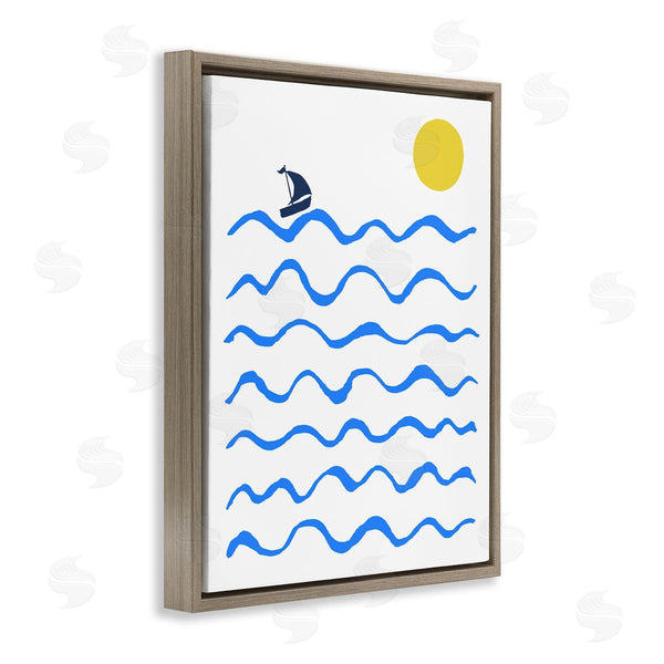 Stupell Industries XYZ Studio | Blue Waves & Sailboat Doodle