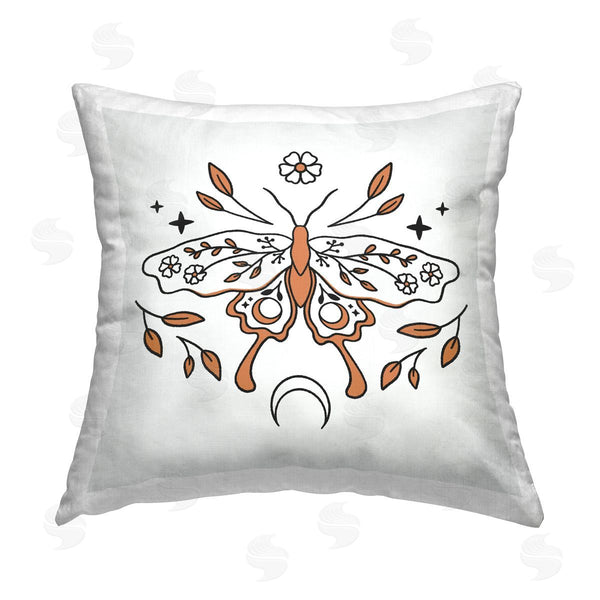 stupell industries XYZ Studio | Celestial Floral Moth Printed Throw Pillow