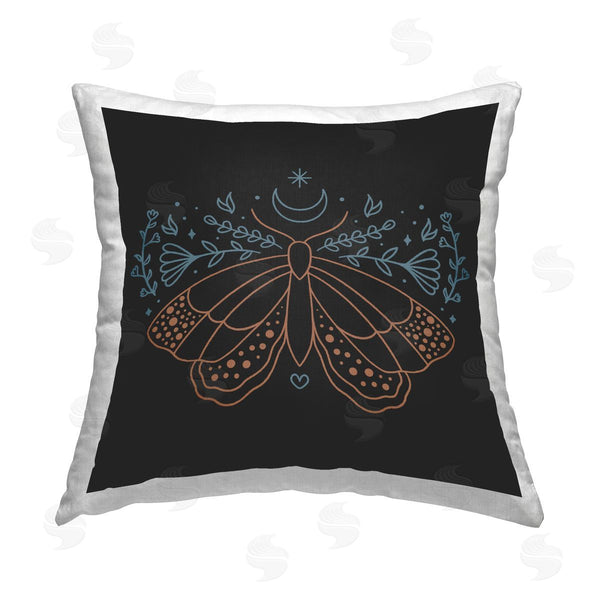 stupell industries XYZ Studio | Celestial Moth Florals Printed Throw Pillow