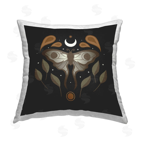 Stupell Industries XYZ Studio | Celestial Moth & Leaf Sprigs Printed Throw Pillow