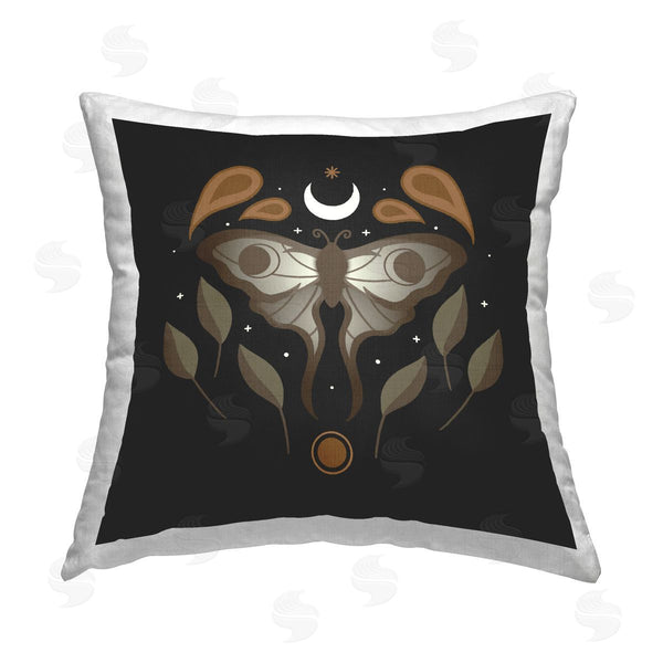 stupell industries XYZ Studio | Celestial Moth & Leaf Sprigs Printed Throw Pillow