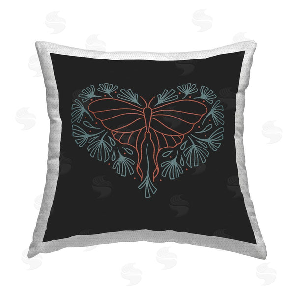 Stupell Industries XYZ Studio | Heart Shaped Celestial Moth Printed Throw Pillow