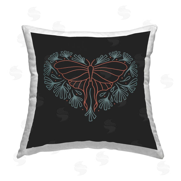stupell industries XYZ Studio | Heart Shaped Celestial Moth Printed Throw Pillow