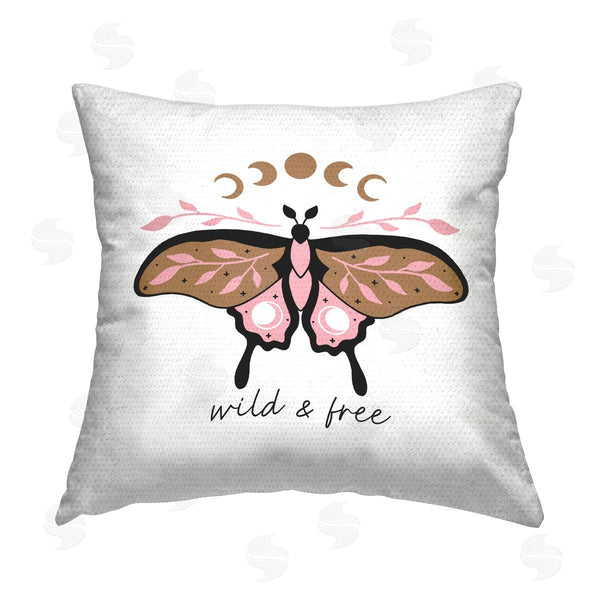 Stupell Industries XYZ Studio | Wild & Free Moth Printed Throw Pillow
