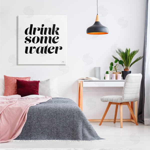 Stupell Industries Yass Naffas Designs | Drink Some Water Motivational Phrase Minimal Bold Typography Wall Art