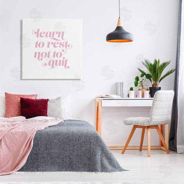 Stupell Industries Yass Naffas Designs | Learn To Rest Not Quit Motivational Phrase Pink Wall Art