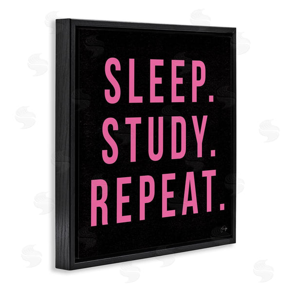Stupell Industries Yass Naffas Designs | Sleep Study Repeat Black & Pink Student Typography Wall Art