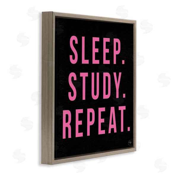 Stupell Industries Yass Naffas Designs | Sleep Study Repeat Black & Pink Student Typography Wall Art