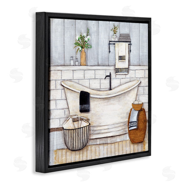 Stupell Industries Yellow Café | Bathroom Farmhouse Style Tub