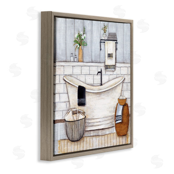 Stupell Industries Yellow Café | Bathroom Farmhouse Style Tub