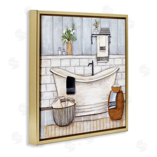 Stupell Industries Yellow Café | Bathroom Farmhouse Style Tub