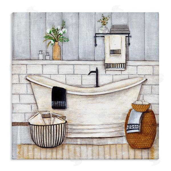 stupell industries Yellow Café | Bathroom Farmhouse Style Tub