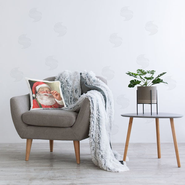 Stupell Industries Yellow Cafe | Jolly Red Santa Claus Laughter Printed Throw Pillow