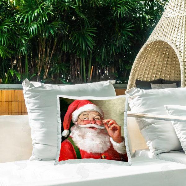 Stupell Industries Yellow Cafe | Jolly Red Santa Claus Laughter Printed Throw Pillow