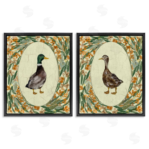 Stupell Industries Yen | Country Floral Duck Portraits