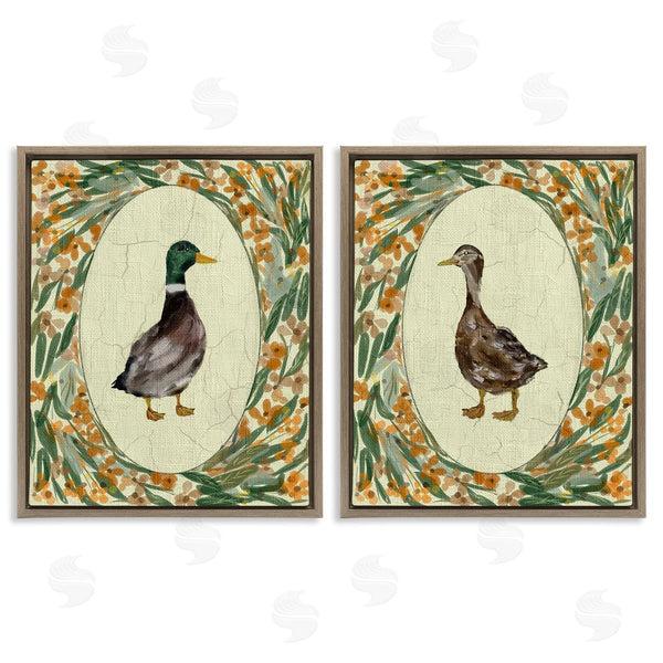 Stupell Industries Yen | Country Floral Duck Portraits