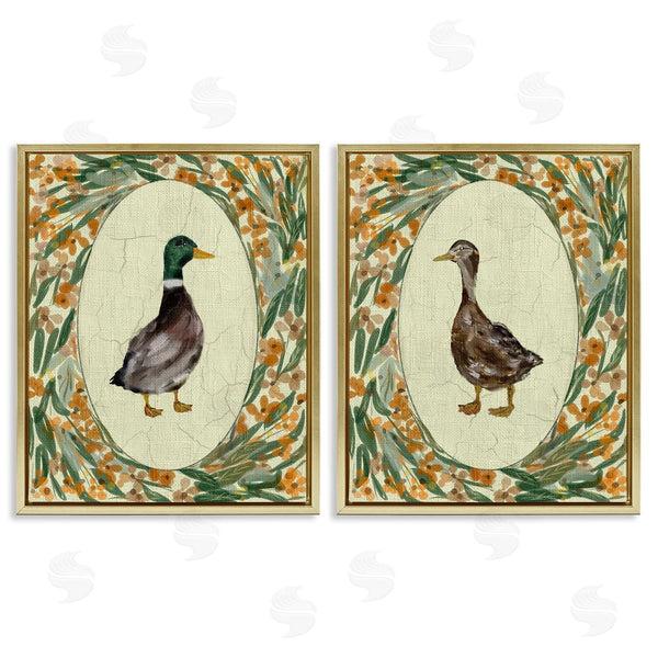 Stupell Industries Yen | Country Floral Duck Portraits