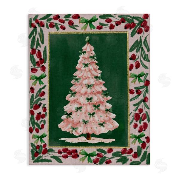 stupell industries Yen | Pink Christmas Tree Botanical Border