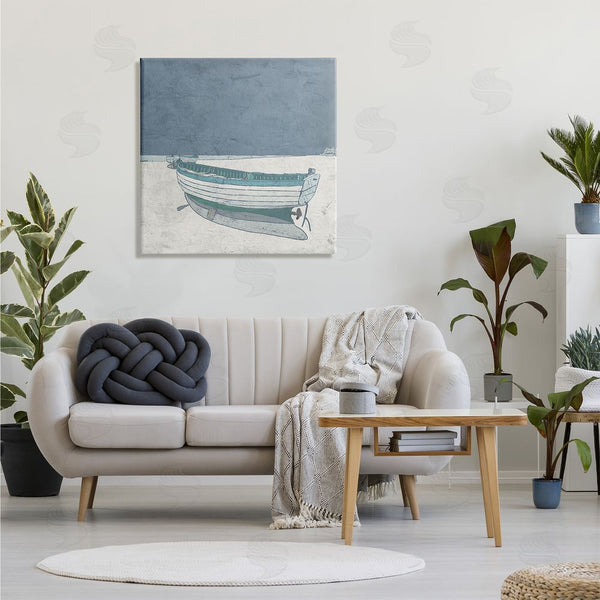 Stupell Industries Ynon Mabat | Rustic Boat On Sand Monochromatic Nautical Beach City Wall Art