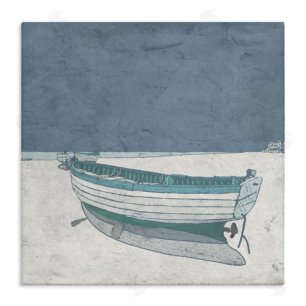 stupell industries Ynon Mabat | Rustic Boat on Sand Monochromatic Nautical Beach City Wall Art