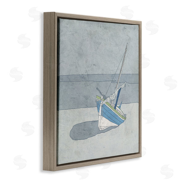 Stupell Industries Ynon Mabat | Sailboat At Beach Coast Muted Nautical Ship Wall Art