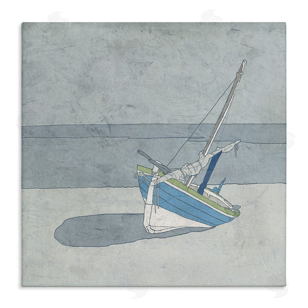 stupell industries Ynon Mabat | Sailboat at Beach Coast Muted Nautical Ship Wall Art