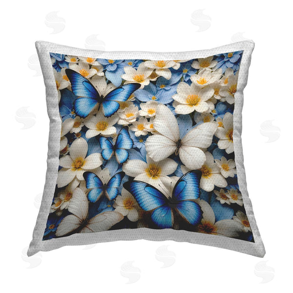 Stupell Industries Yuri Khrushch | Blue & White Floral Butterflies Printed Throw Pillow