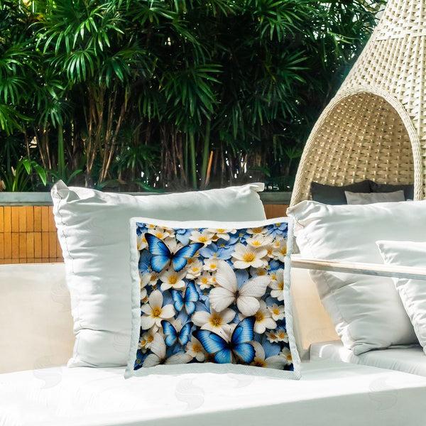 Stupell Industries Yuri Khrushch | Blue & White Floral Butterflies Printed Throw Pillow