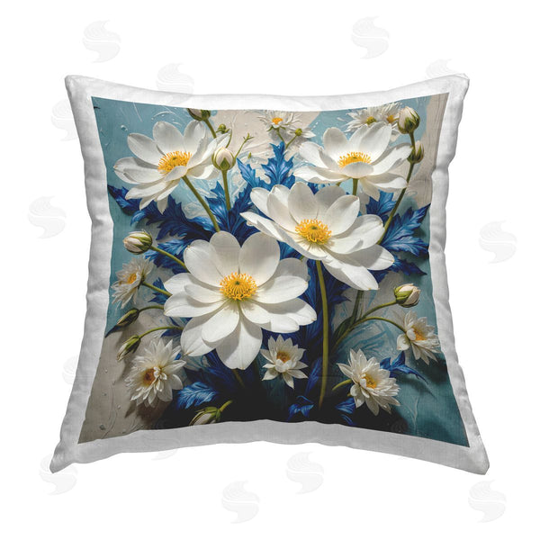 stupell industries Yuri Khrushch | Magnolias & Blue Florals Printed Throw Pillow