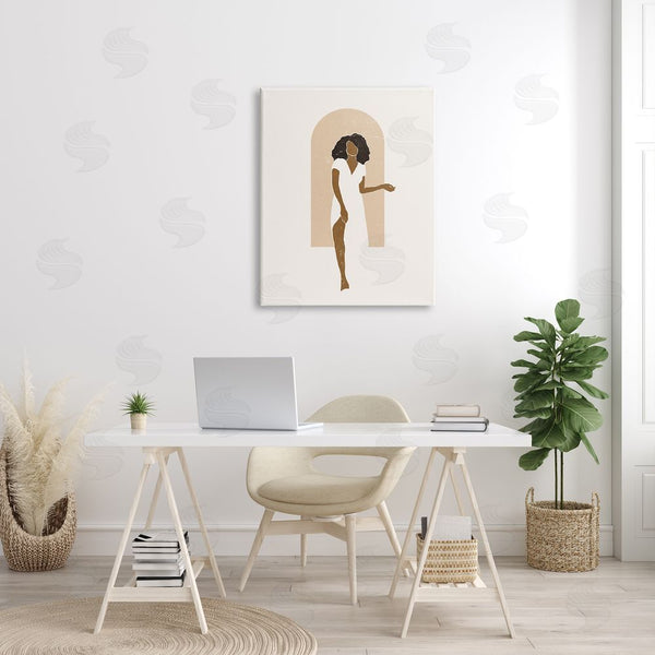 Stupell Industries Yuyu Pont | Abstract Female In Archway Soft Minimal Earth Tones Wall Art