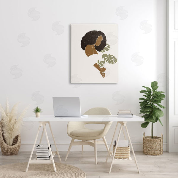 Stupell Industries Yuyu Pont | Abstract Female Portrait Monsteras Minimal Earth Tones Wall Art