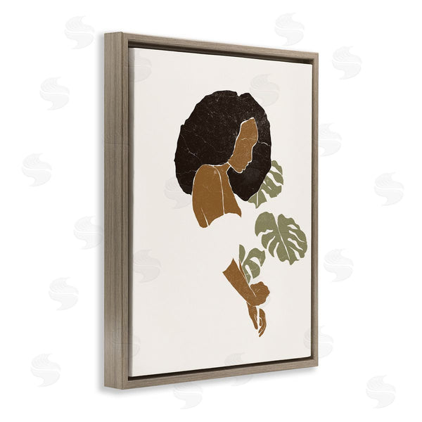 Stupell Industries Yuyu Pont | Abstract Female Portrait Monsteras Minimal Earth Tones Wall Art