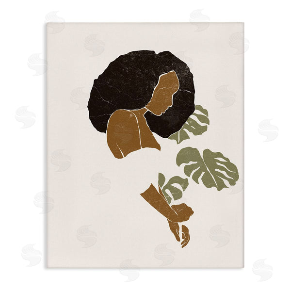 stupell industries Yuyu Pont | Abstract Female Portrait Monsteras Minimal Earth Tones Wall Art