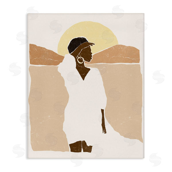 stupell industries Yuyu Pont | Woman Gazing Across Canyon Desert Sunrise Landscape Wall Art