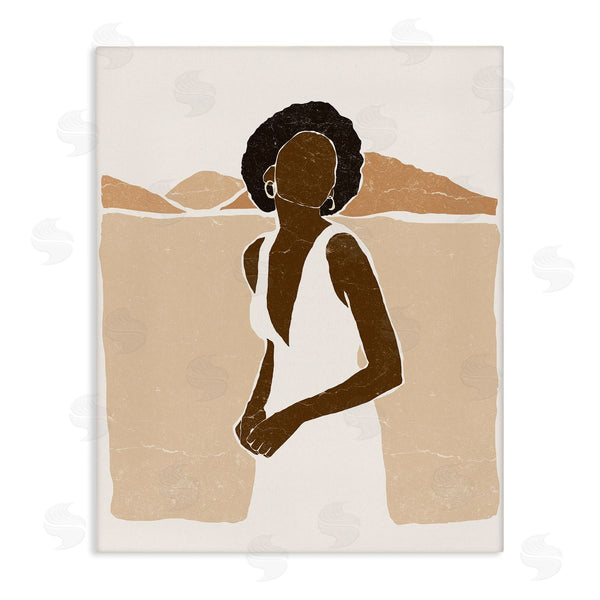 stupell industries Yuyu Pont | Woman Standing in Desert Canyon Mountain Landscape Wall Art