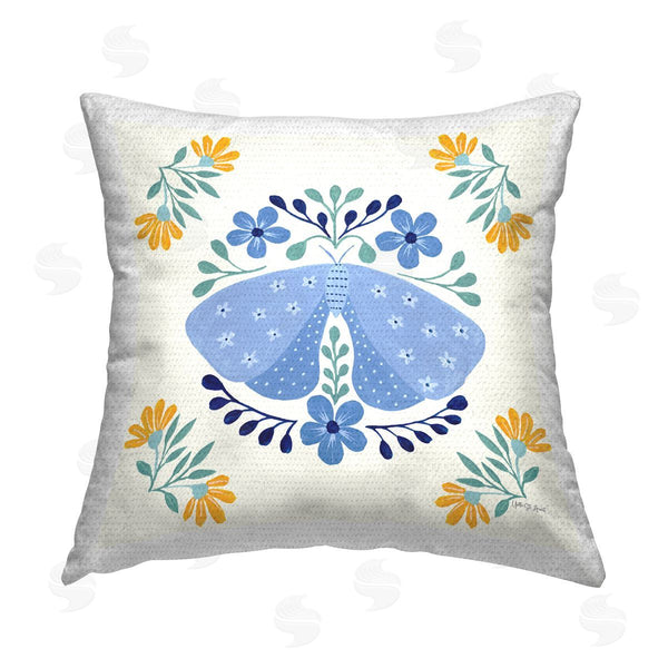 Stupell Industries Yvette St. Amant | Blue Folk Butterfly Printed Throw Pillow