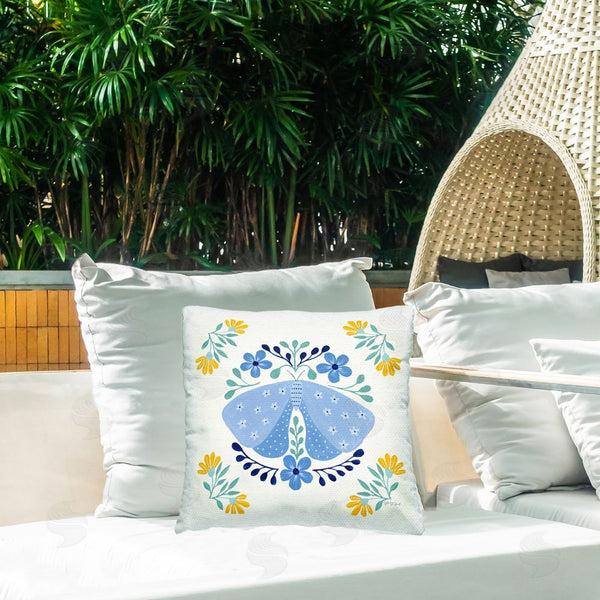 Stupell Industries Yvette St. Amant | Blue Folk Butterfly Printed Throw Pillow