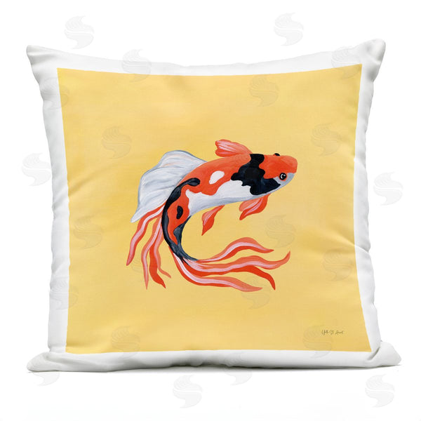 Stupell Industries Yvette St. Amant | Colorful Koi On Yellow Printed Throw Pillow