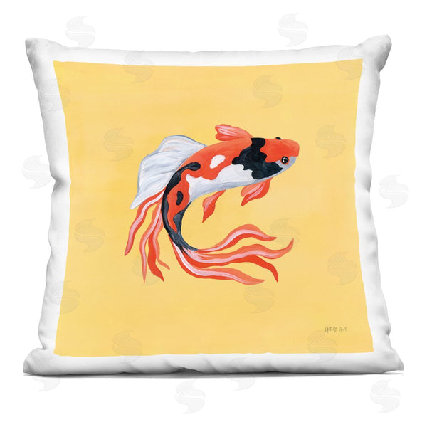 stupell industries Yvette St. Amant | Colorful Koi on Yellow Printed Throw Pillow