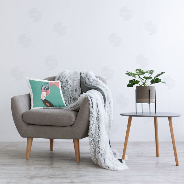 Stupell Industries Yvette St. Amant | Flamingo With Music Record Printed Throw Pillow