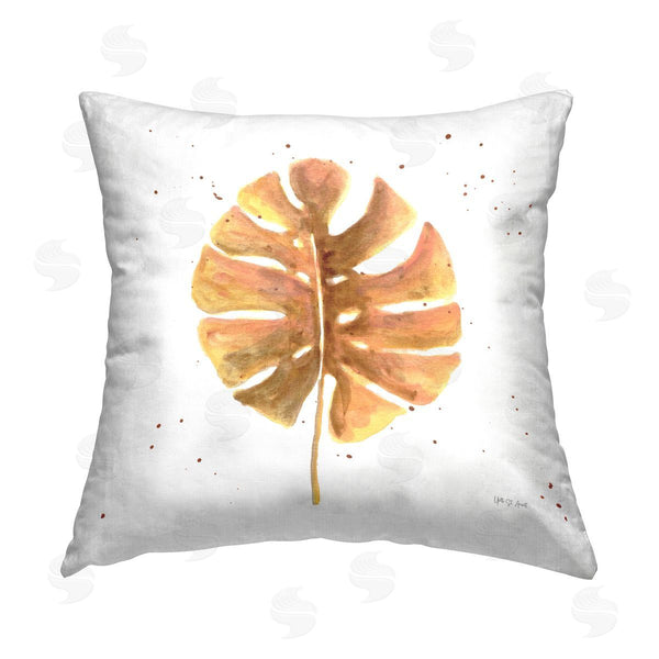 stupell industries Yvette St. Amant | Golden Palm Leaf Printed Throw Pillow