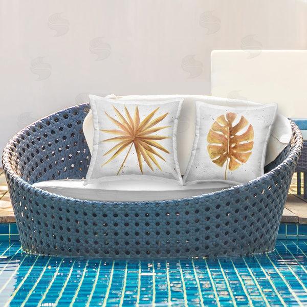 Stupell Industries Yvette St. Amant | Golden Palm Monstera Leaves Printed Throw Pillow Set