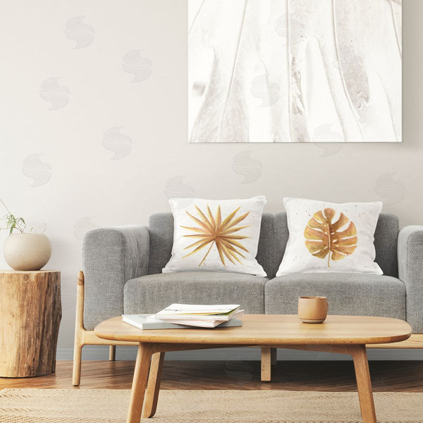stupell industries Yvette St. Amant | Golden Palm Monstera Leaves Printed Throw Pillow Set