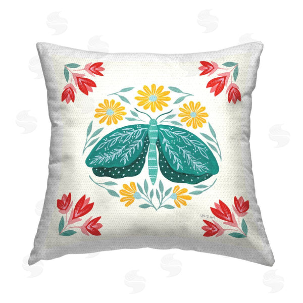 Stupell Industries Yvette St. Amant | Green Folk Butterfly Printed Throw Pillow