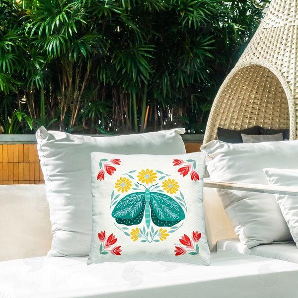 Stupell Industries Yvette St. Amant | Green Folk Butterfly Printed Throw Pillow