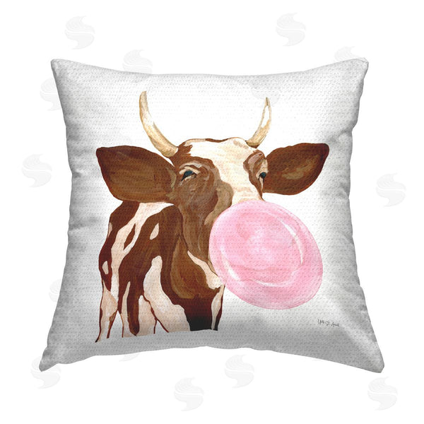 Stupell Industries Yvette St. Amant | Happy Bubblegum Cow Printed Throw Pillow